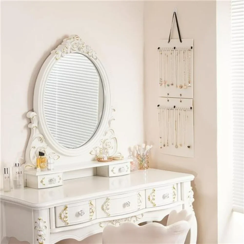 Hanging Necklace Holder Jewelry Organizer with 30 Hooks Wall Closet Door Storage